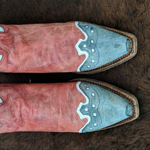 CORRAL A2515 ladies leather American Flag USA western cowboy boots snip toe sz 6 - Picture 10 of 15